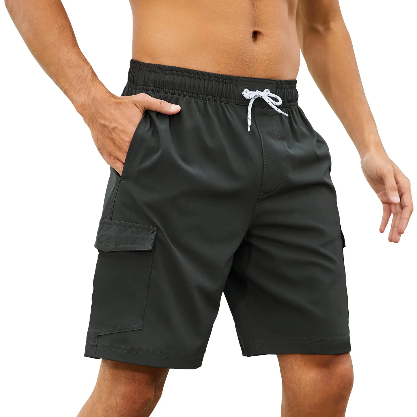 Wildbreath Mens 9" Swim Trunks UPF 50+ Quick Dry Beach Board Shorts with Mesh Lining Lightweight Bathing Suits Charcoal