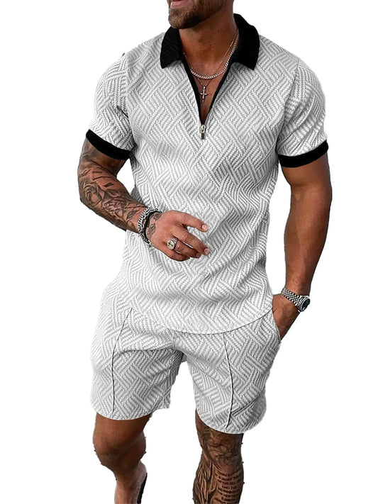 Eroell men short sets outfits 2 piece Summer Tracksuit Short Sleeve Polo mens shirt and short sets summer outfits for men A-51