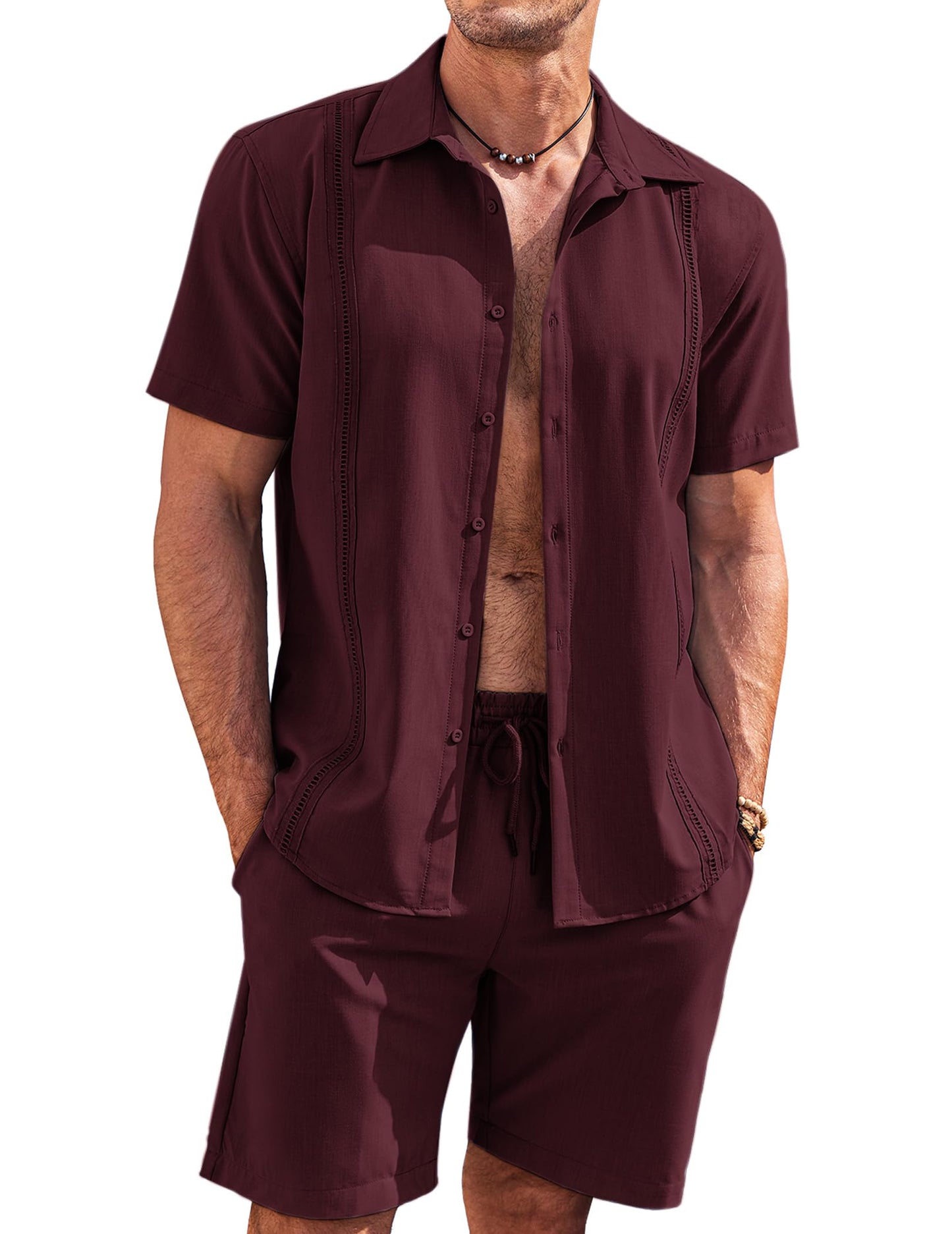 COOFANDY Mens Two Piece Outfits Sets Casual Matching Shirt and Shorts Set Summer Clothes